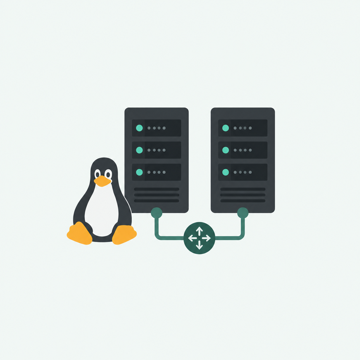 Linux 펭귄과 라우터로 연결된 서버